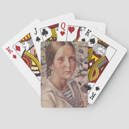 Meisje op een kiezelstrand in Rusland Pokerkaarten (Achterkant)