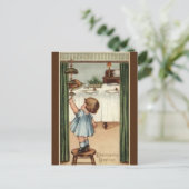 meisje op een kruk Thanksgiving Briefkaart (Staand voorkant)