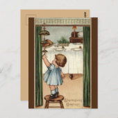 meisje op een kruk Thanksgiving Briefkaart (Voorkant / Achterkant)