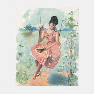 MEISJE OP EEN  ONTWERP VAN DE SWING FLEECE DEKEN