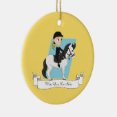 Meisje op een paardencartoon keramisch ornament (Rechts)