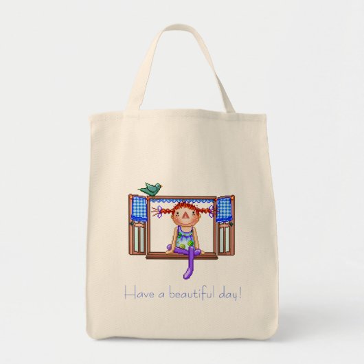 Meisje op een rastertekening tote bag (Voorkant)