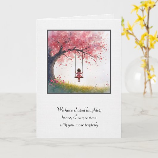 Meisje op een schommel sympathie kaart (Gele Bloem)