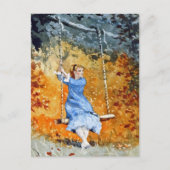 Meisje op een schommel Winslow Homer Briefkaart (Voorkant)