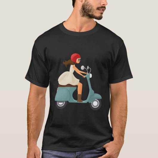 Meisje op een scooter t-shirt (Voorkant)