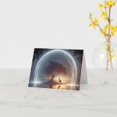 Meisje op een Tree Swing Note Kaart (Gele Bloem)