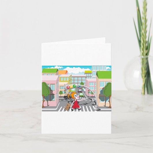 Meisje op een voetgangerskruising kaart