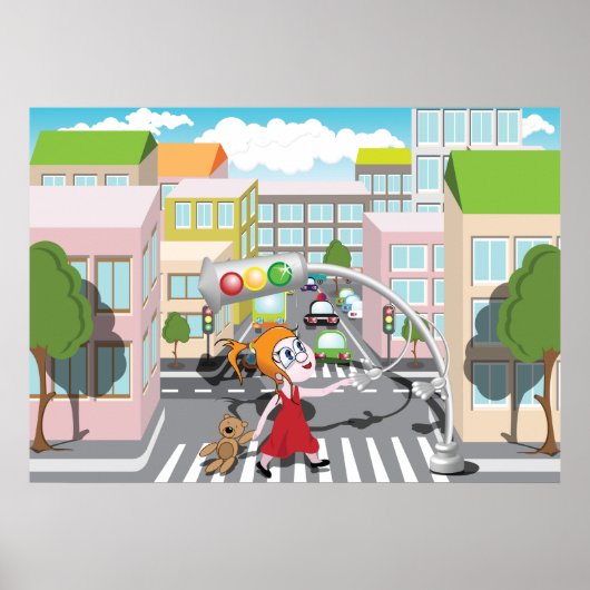 Meisje op een voetgangerskruising poster (Voorkant)