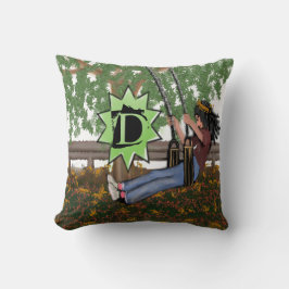 Meisje op een zijwaarts gepersonaliseerd Sierkusse Kussen