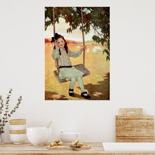 Meisje op een zingertje poster (Keuken)