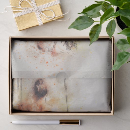 Meisje op een zingertje tissuepapier (Geschenk)