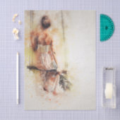 Meisje op een zingertje tissuepapier (Craft)