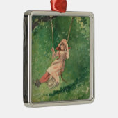 Meisje op een zwaai (plattelandskinderschap) (Wins Metalen Ornament (Rechts)