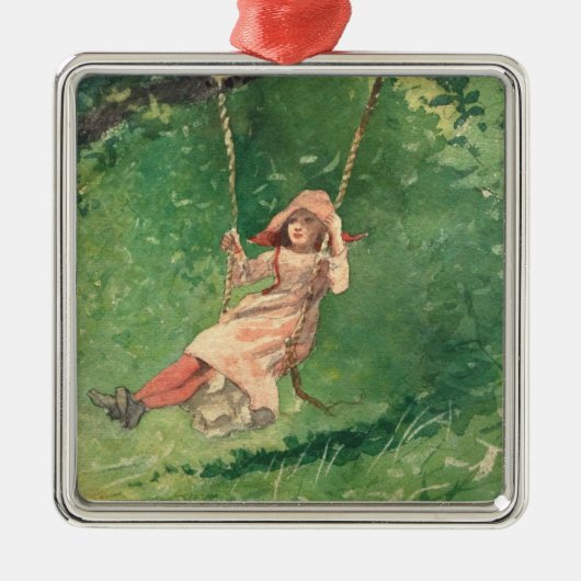 Meisje op een zwaai (plattelandskinderschap) (Wins Metalen Ornament (Voorkant)