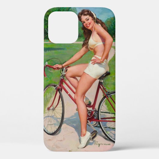 "Meisje op fiets" iPhone 12 Hoesje (Achterkant)