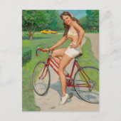Meisje op Fiets Pin Up Briefkaart (Voorkant)