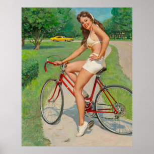 Meisje op Fiets Pin Up Poster