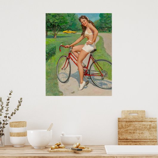 Meisje op Fiets Pin Up Poster (Keuken)