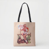 meisje op hek met Rodeo-teken Tote Bag (Voorkant)