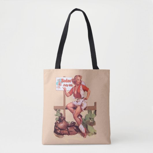  meisje op hek met Rodeo-teken Tote Bag (Voorkant)