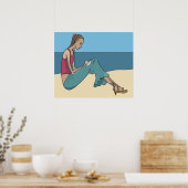 MEISJE OP HET BEDK POSTER (Keuken)