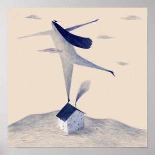 Meisje op het dak poster