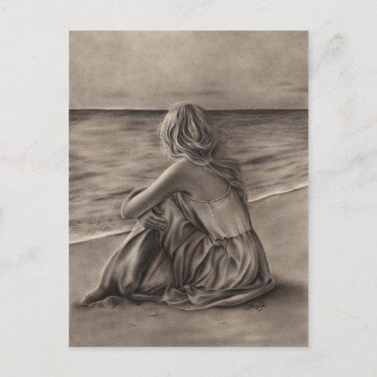 Meisje op het strand Briefkaart (Voorkant)