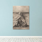 Meisje op het strand Canvas Print (Insitu (Houten vloer))