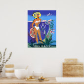 Meisje op het strand, Franse riviera Poster (Keuken)