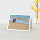 Meisje op het strand kaart (Gele Bloem)