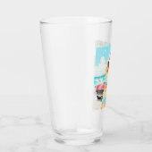 Meisje op het strand met een klassieke auto glas (Rechts)