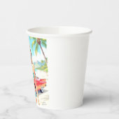 Meisje op het strand met een klassieke auto papieren bekers (Links)