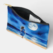 Meisje op het strand onder een volle maan etui (Open)