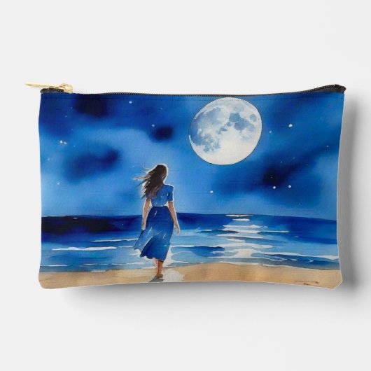 Meisje op het strand onder een volle maan etui (Voorkant)