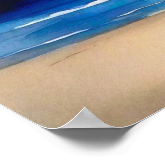 Meisje op het strand onder een volle maan poster (Hoek)