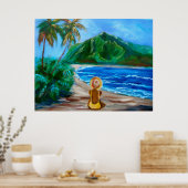 Meisje op het strand poster (Keuken)