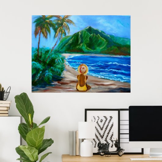 Meisje op het strand poster (Thuiskantoor)