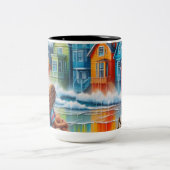 Meisje op het strand tweekleurige koffiemok (Center)