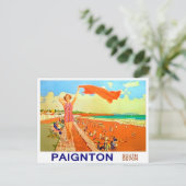 Meisje op het strand van Paignton, Zuid-Devon, Eng Briefkaart (Staand voorkant)