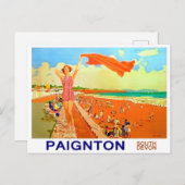 Meisje op het strand van Paignton, Zuid-Devon, Eng Briefkaart (Voorkant / Achterkant)