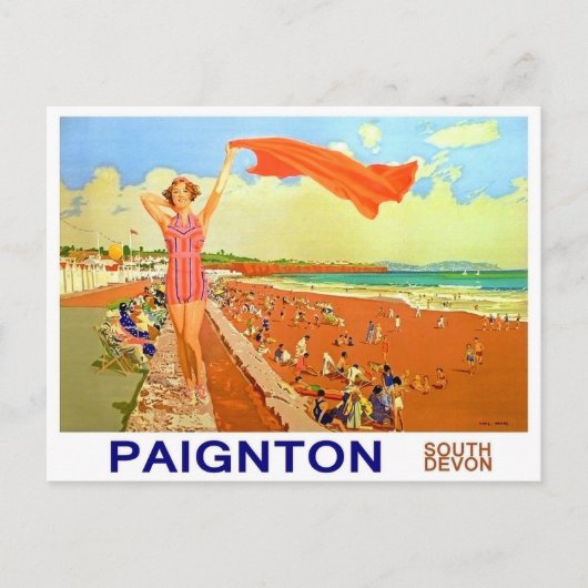 Meisje op het strand van Paignton, Zuid-Devon, Eng Briefkaart (Voorkant)
