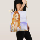 Meisje op het strand waterverf schilderij tote bag (Dichtbij)