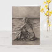 Meisje op het strand Wenskaart Kaart (Gele Bloem)