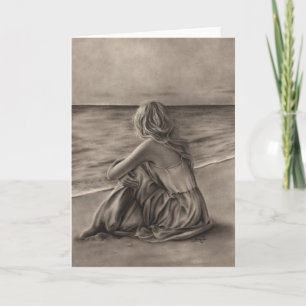 Meisje op het strand Wenskaart Kaart