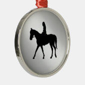 Meisje op Horse Silver Metalen Ornament (Rechts)