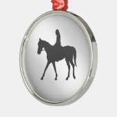 Meisje op Horse Silver Metalen Ornament (Links)