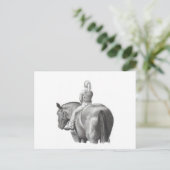 MEISJE OP HORSEBACK: PENCIL ART: REALISME BRIEFKAART (Staand voorkant)