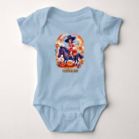 Meisje op paard Great Pumpkin Run Halloween Romper (Voorkant)
