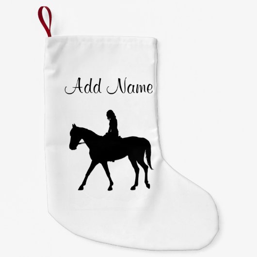 Meisje op paard kleine kerstsok (Voorkant)