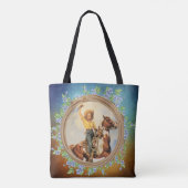  meisje op paard met Lariat Rope Flowers Tote Bag (Achterkant)